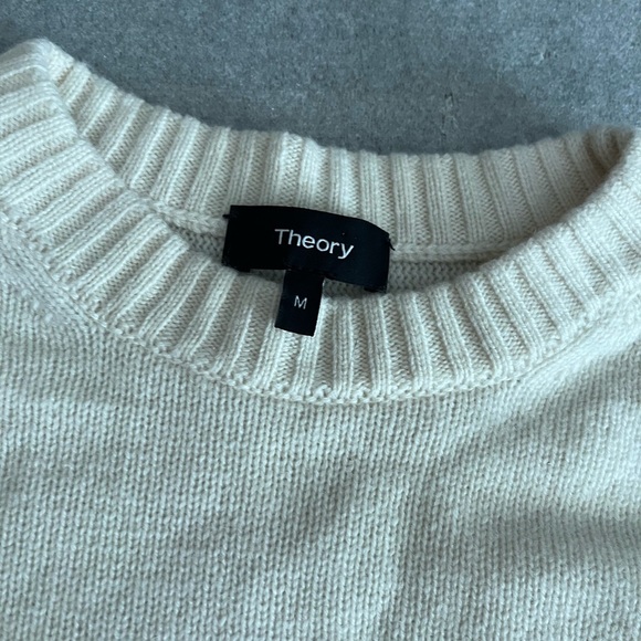 [M]Theory Men's Off-White Crewneck Cashmere Sweater - Picture 3 of 8